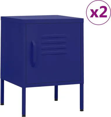 Produktbild von Nachttische 2 Stk. Marineblau 35x35x51 cm Stahl