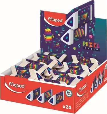 Image de Maped 119523 Maped Gomme plastique Pyramide PIXEL PARTY, présentoir de 24 pièces