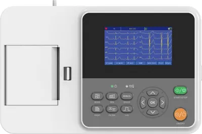 Obrázek produktu pro E3 Digitální 3kanálový 12svodový EKG přístroj Elektrokardiograf PC software Automatická 4,3" barevná LCD tiskárna