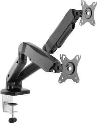 Obrázek produktu pro ICY BOX IB-MS304-T - Stojan (2 kloubová ramena, 2 adaptéry VESA, stolní svorka, průchozí držák kabelů) - pro 2 LCD displeje - kovový - černý - velikost obrazovky: až 68 cm (až 27 palců)