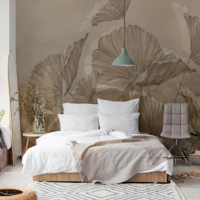 Produktbild von Vlies Fototapete beige Blätter 400x280 cm Tapeten Wandtapete XXL Pflanze Natur wie gemalt b-B-10043-a-a
