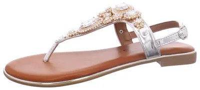 Produktbild von Laufsteg München Damenschuhe Pantoletten Dianetten Pantolette Silber Freizeit, Schuhgröße:36 EU