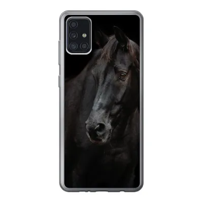 Produktbild von MuchoWow® Handyhülle Schutzhülle Hülle für Samsung Galaxy A52 5G Pferd - Leicht - Schwarz Silikon Softcase Handy Hülle - Umschlag