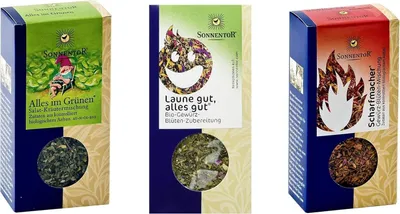 Produktbild von Sonnentor - 3er Set Gewürze - Scharfmacher (30 g) und Alles im Grünen Salatgewürz (15 g) und Laune g