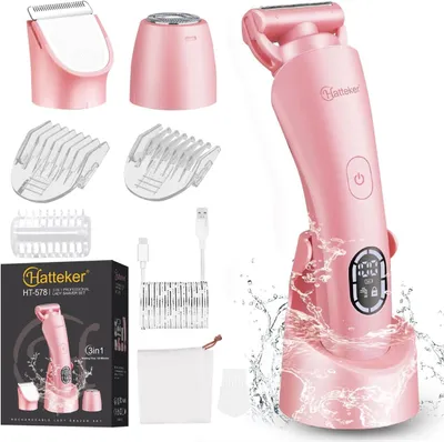 Produktbild von Elektrorasierer für Damen Bikini Trimmer für Achselbein Arm Körper Gesicht 3-in-1 Damenrasierer Elektrisch IPX7 Wasserdicht mit USB-Ladestati
