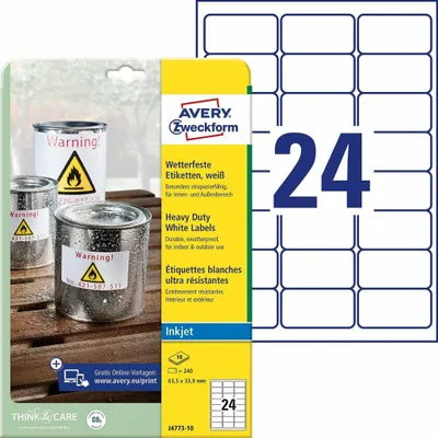 Immagine prodotto di Avery J4773-10 etichetta autoadesiva Bianco 24 pz