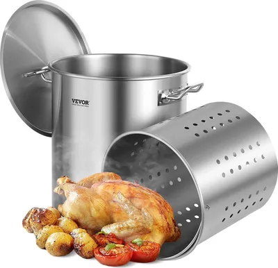 Produktbild von Kochtopf 39,7 L Edelstahl, 350 x 410 mm Großvolumiger Suppentopf mit Sieb, als Spargeltopf Soßentopf Geeignet, Praktischer Küchentopf Große Zutaten, Induktionsherd Topf Induktionskochtopf
