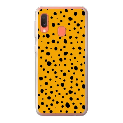 Produktbild von MuchoWow® Handyhülle Schutzhülle Hülle für Samsung Galaxy A20e Polka dots - Orange - Schwarz Silikon Softcase Handy Hülle - Abdeckung
