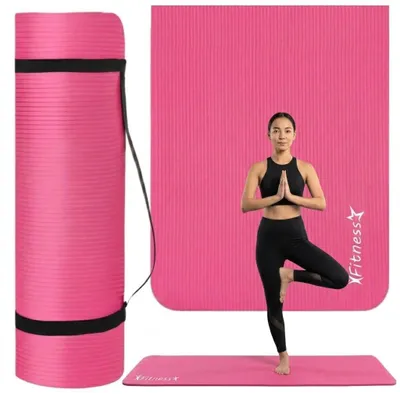 Zdjęcie produktu dla Mata do ćwiczeń fitness joga gimnastyczna 190x61x0,8cm różowa wodoodporna
