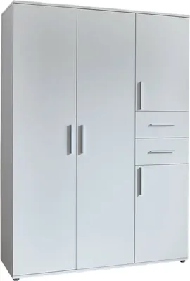 Produktbild von Kleiderschrank ALIYA in weiß, 4-türig, 2 Schubkästen, Kleiderstange, (BxHxT) 135x190x52 cm