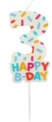 Produktbild von Zahlenkerze Geburtstag "Cozy Sprinkles" 7 cm | Bunt Zahl: 3