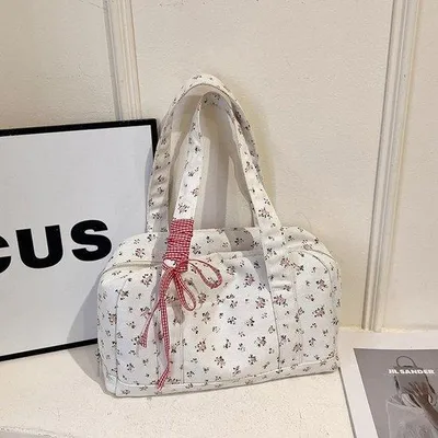 Image de Sac à main pour femmes - Sac à dos - Sac bandoulière - Motifs floraux avec une bande rouge - Toile - Sac à dos compact - 30 x 23 x 11 cm - Sac léger et durable