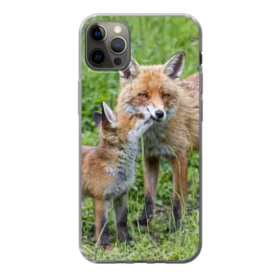 Produktbild von MuchoWow® Handyhülle Schutzhülle Hülle für iPhone 13 Pro Max Füchse - Kind - Gras Silikon Softcase Handy Hülle - Mobiltelefon