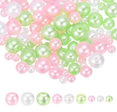 Schmuckperlen-Set, 2292 Stück, 4/6/8 mm, rosa/grün/weiß