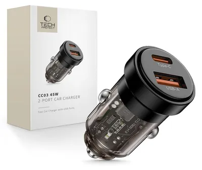 Obrázok produktu pre Tech-Protect Cc03 2-portová nabíjačka do auta Pd45W/Qc3.0 čierna