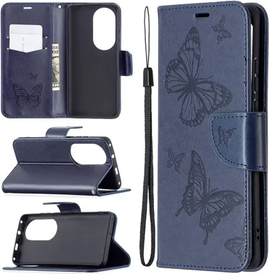 Produktbild von König Design Hülle kompatibel mit Huawei P50 Pro Kunstleder Handyhülle - Handy Case Blau