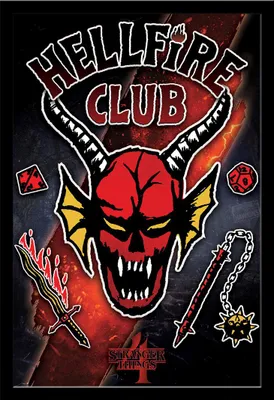 Immagine prodotto di Stranger Things - Poster - 4 - Emblema Hellfire Club Rift + cornice rimovibile, Shinsuke® Maxi MDF nero, disco acrilico