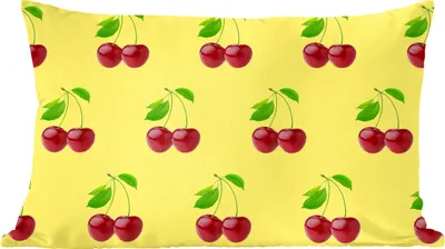 Produktbild von MuchoWow® Zierkissen Sofakissen Wohnzimmer Dekokissen 50x30 cm Kirschen - Rot - Muster - Wohnzimmerdekoration - Polster mit Photo