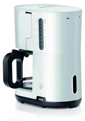 Produktbild von Braun Serie 1 KF1100 Filterkaffeemaschine für 10 Tassen, 1000 W, weiß
