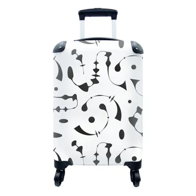 Produktbild von MuchoWow® Koffer Handgepäck Trolley Rollkoffer Kleine Reisekoffer mit 4 Rollen - Linienkunst - Abstrakt - Schwarz und Weiß - Muster - Cabin Size < 55x40x23 cm & 55x40x20 cm - Fotokoffer - Kabinenkoffer - Boardgepäck - Reise-Box - Reisekoffer - Reisegepäck - Koffer mit Bild - Trolley für Kinder
