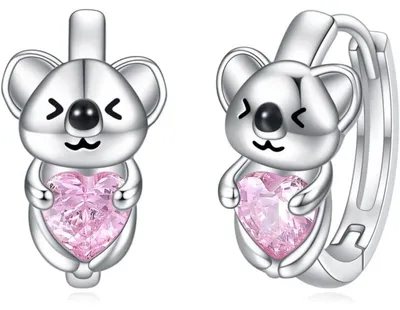 Image de Boucles d'oreilles créoles en argent sterling 925, ornées de pierres en oxyde de zirconium rose, pour femmes, filles et enfants