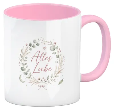 Produktbild von Kaffeebecher in rosa Alles Liebe - Tasse mit romantischem Motiv Mit Spruch: