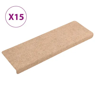 Zdjęcie produktu dla Maty na schody samoprzylepne 15 szt. 65x21x4 cm jasnobrązowe, prostokątne krawędzie