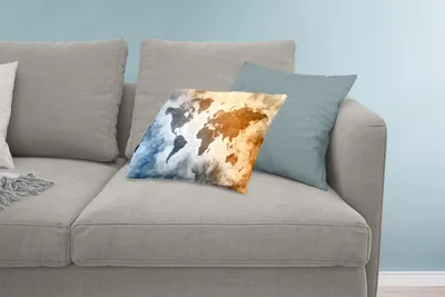 Produktbild von MuchoWow® Zierkissen Sofakissen Wohnzimmer Dekokissen 60x40 cm Weltkarte - Abstrakt - Farben - Kopfkissen - Polster mit Foto