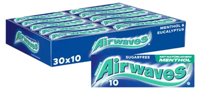 Immagine prodotto di Airwaves 602239 Airwaves MENTHOL & EUKALYPTUS Kaugummis 30x 10 Dragees