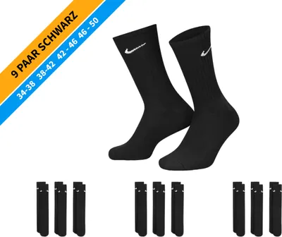 Produktbild von NIKE Socken - Farbe: 9 Paar Schwarz Tennis Socken - Größe: 34-38