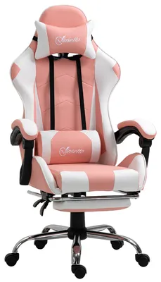 Productafbeelding van Vinsetto Gamingstoel, computerstoel met hoofdkussen, ergonomisch, PVC, roze