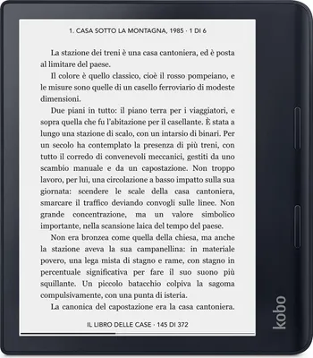 An e-reader displaying text from a book.