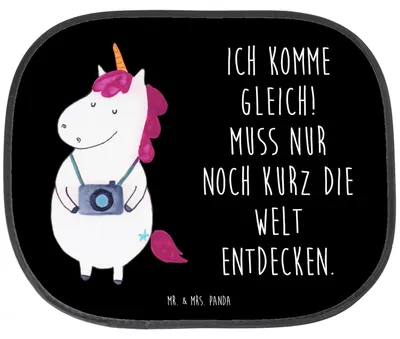 Produktbild von Mr. & Mrs. Panda Auto Sonnenschutz Einhorn Fotograf - Schwarz - Geschenk, Hitzeschutz, Kamera, Seitenscheibe, Unicorn, Urlaub, Scheibenschutz, Fotografie, Sonnenblende
