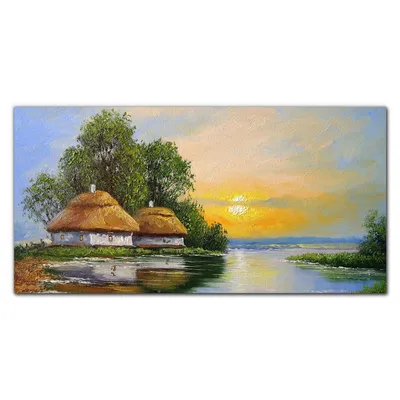 Produktbild von Coloray Bild aus Leinwand 140x70 Leinwand Dekoration - Gemälde Dorfhütte