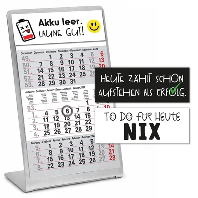 Produktbild von Tischkalender 2027 Set Metallaufsteller + 3 Deko-Magnete magnetisch Büro (Titan)