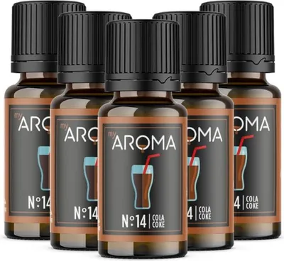 Produktbild von myAROMA Flavour Drops – Cola 5x10ml, zuckerfrei & vegan, natürliches Aroma für Backen und Getränke, Nr. 14