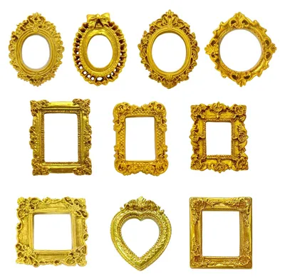 Productafbeelding van Mini fotolijstjes - Set van 10 stuks in vintage design - Decoratie voor wandkunst en handwerk - Goudkleurig