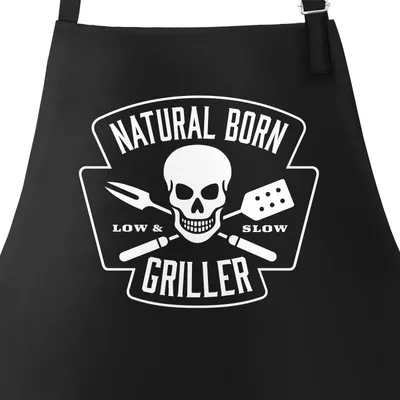 Produktbild von Orginelle Grillschürze Schürze Spruch Natural Born Griller Totenkopf Moonworks® schwarz unisize