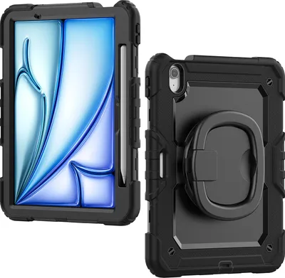 Produktbild von Mobilize Rotating Defender iPad Air 11 Zoll (2024) Hülle Kunststoff,Silikon Backcover + Schulterträger + Ständer - Schwarz