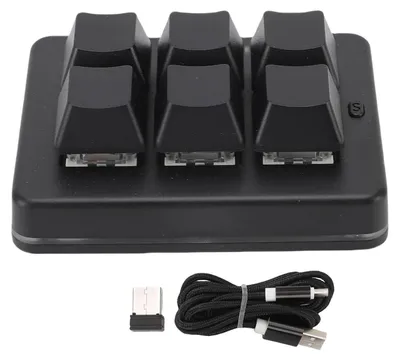 Obrázek produktu pro Makroprogramovatelná 6tlačítková herní klávesnice, bezdrátová, 2,4 G, Bluetooth, USB, kabelová, 3 režimy, přizpůsobitelná mechanická klávesnice s modrým podsvícením