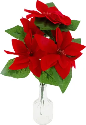 Produktbild von 6 x Kunstblume Weihnachtsstern  als Strauß zur Deko