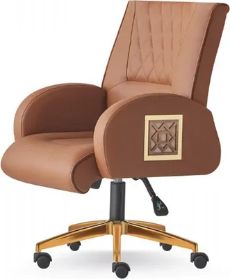 Immagine prodotto di Sedia girevole con rotelle marrone sedia moderna da ufficio studio in pelle legno