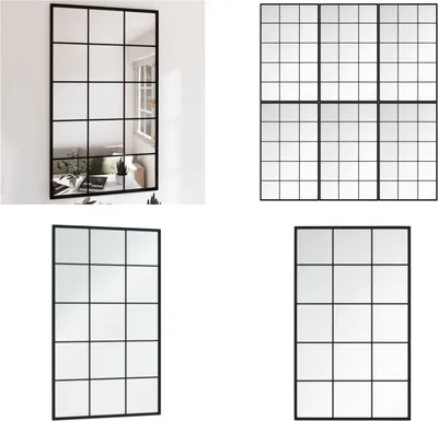 Zdjęcie produktu dla vidaXL Lustro ścienne 6 szt. czarne 100x60 cm metalowe - Lustro ścienne - Lustro - Lustro do przedpokoju - Lustro kwadratowe