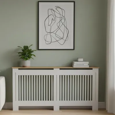 Obrázok produktu pre WISFOR Kryt na radiátor Extra Large, vertikálny kryt na radiátor Kryt na radiátor s policou Biely XL: 172x19x92cm