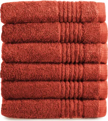 Produktbild von PHLOX Handtücher Set - 6 Teilig - 100% Baumwolle 600 g/m² - 50x100 cm - Frottee, Weich - Terracotta