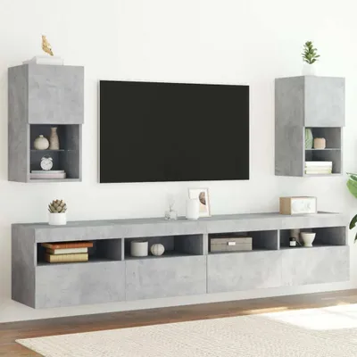 Produktbild von Möbel 2025 - TV-Schränke mit LED-Leuchten 2 Stk. Betongrau 30,5x30x60 cm - TV-Schränke Neu3678