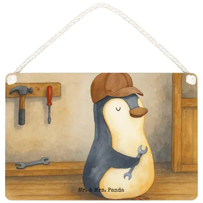 Produktbild von Mr. & Mrs. Panda Schild Wenn Papa es nicht reparieren kann, sind wir am Arsch Design DIN A6 - Weiß - Geschenk, wandtafel, Vater, Schraubenschlüssel, wandhänger, holzbild