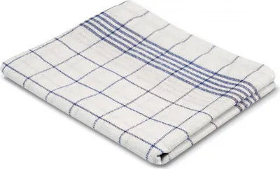 Produktbild von Geschirrtücher 70 cm x 50 cm weiss/blau "Halbleinen"