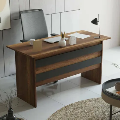 Image de Antilia - Bureau, 140x60x74h cm Marron Noyer, Plateau Bois Mélaminé