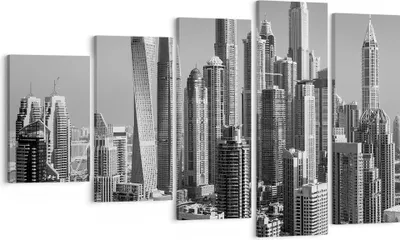 Produktbild von Bild auf Leinwand - Leinwandbild - 5 Teile - Wolkenkratzer Fotografie Dubai - 100x60cm - Wand Bild - Wanddeko - Wandbilder - Leinwanddruck - Bilder - Wanddekoration - Leinwand bilder - EG100x60-4388